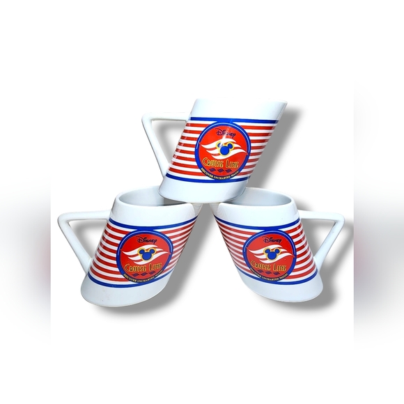 Disney Slanted Coffee Mug Cup Cruise Line Inaugural 1998 Souvenir Novelty Set 3 - Picture 1 of 16